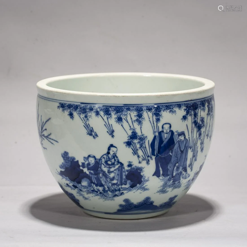 A Chinese Blue And White 'Figures' Jar,Kangxi Period