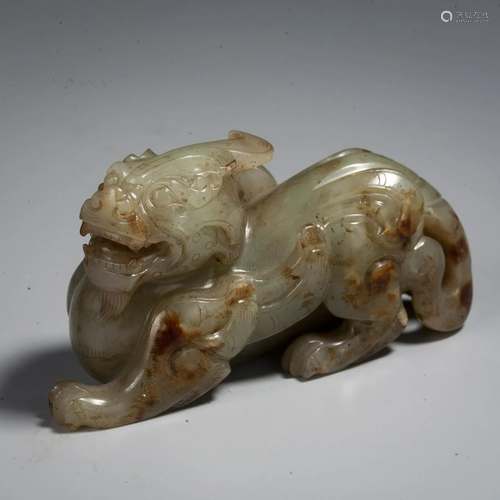 A Chinese Jade Beast Carving, Han Dynasty