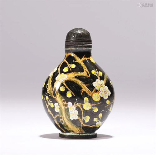 A Chinese Painted Enamel On Copper Snuff Bottle