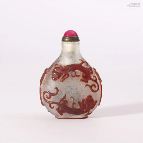 A Chinese Red Overlay White Glass Snuff Bottle