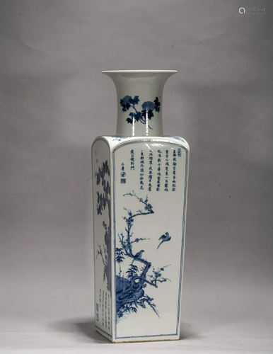 A Chinese Blue And White 'Flower And Bird' Vase, Mark