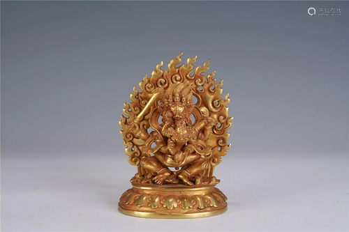 A Chinese Gilt-Bronze Figure Of DharmapalA , Qing