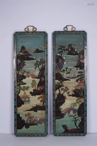 A Chinese Enamel Gems-Inlaid Hanging Screen, Qing