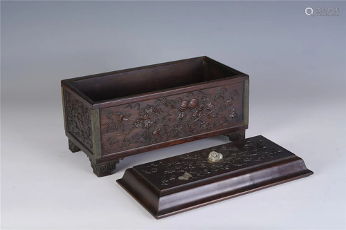 A Chinese Rosewood Box And Cover , Qing Dynasty