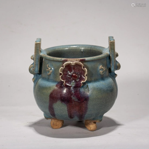 A Chinese Junyao Tripod Censer,Song Dynasty