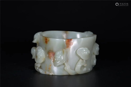 A Chinese White Jade Washer