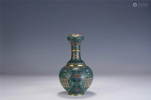 A Chinese Cloisonne Enamel And Gilt Vase , Qing Dynasty