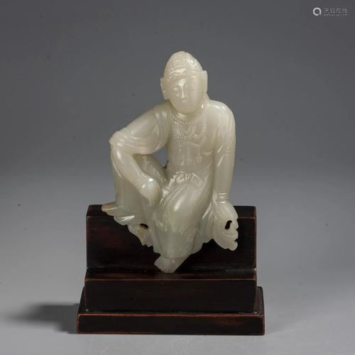 A Chinese Whtie Jade Figure of Guanyin