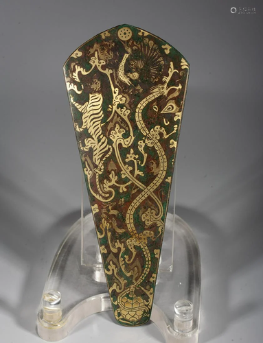 A Chinese Gilt-Silver-Inlaid Horse Head Ornament,