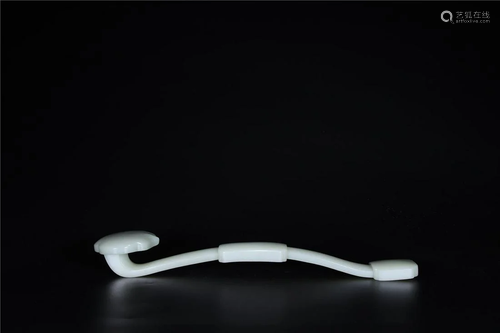 A Chinese White Jade Ruyi Scepter