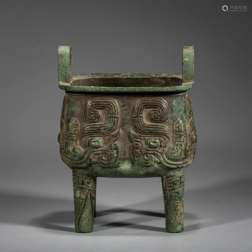 A Chinese Silver Square Vessel , Western Zhou Dynasty