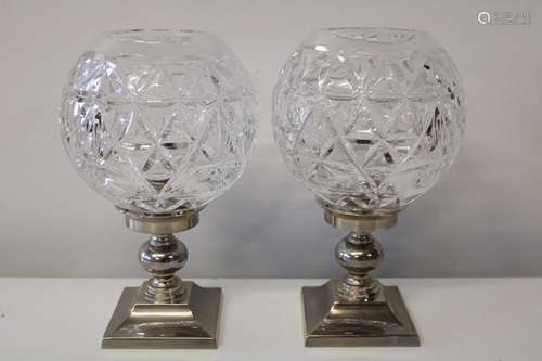 A pair of Waterford crystal candle holders h27cm