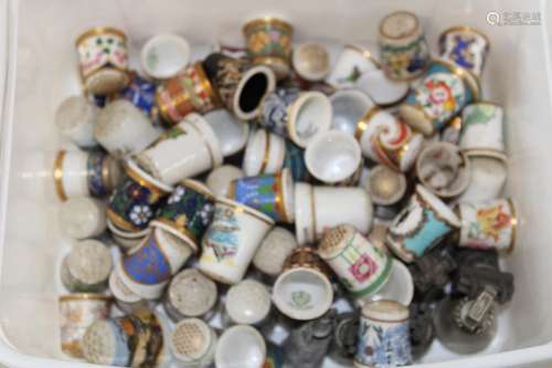 A large selection of collectable thimbles