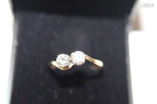 A 9ct gold twin stone ring size M 1/2