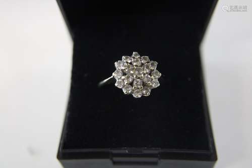 A 9ct gold large white stone cluster ring size R 1/4