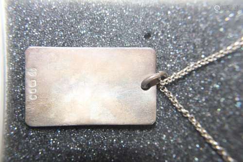 A Sterling silver belcher chain with large silver tag