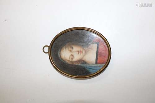 A 19th Century Italian portrait on ivory panel signed with i...