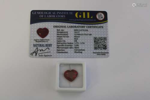 A Ruby gemstone with certificate