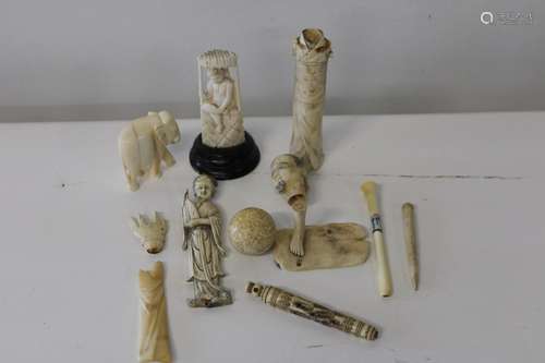 A box of assorted 18th century Chinese ivory carvings. Sold ...