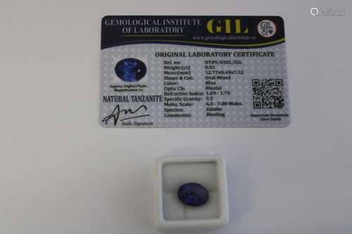 A Tanzanite gemstone with certificate