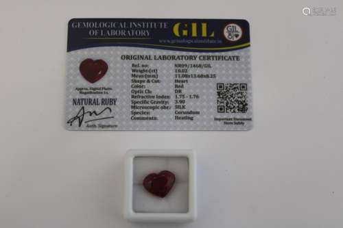 A Ruby gemstone with certificate