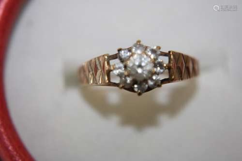 A 9ct gold white stone cluster ring size N 1/2