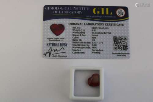 A Ruby gemstone with certificate