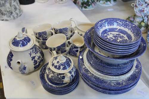 A job lot of assorted blue & white ironstone ware 39 pieces