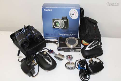 A Canon power shot camera & other items