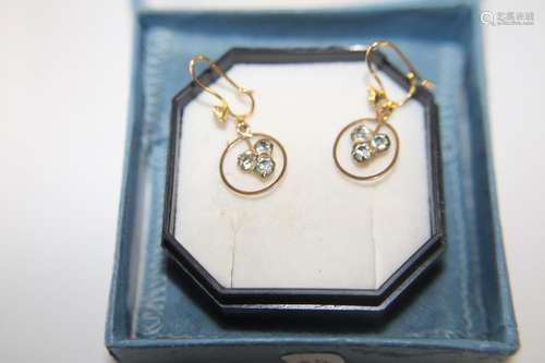 A pair of 9ct gold & blue stone earrings