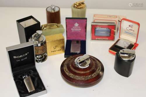 A selection of 10 vintage lighters some with boxes