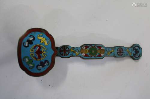 A Ruyi sceptre in relief cloisonne decoration l20cm