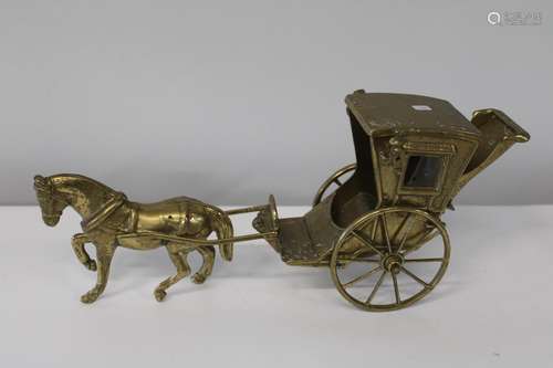 A large brass horse & carriage