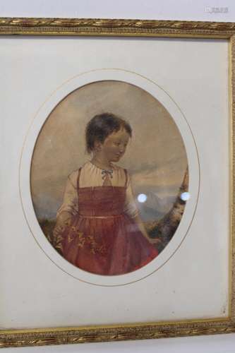 A 19th century American school water colour. 24x21cm