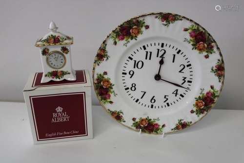 Two Royal Albert OCR clocks, one wall & one mantle