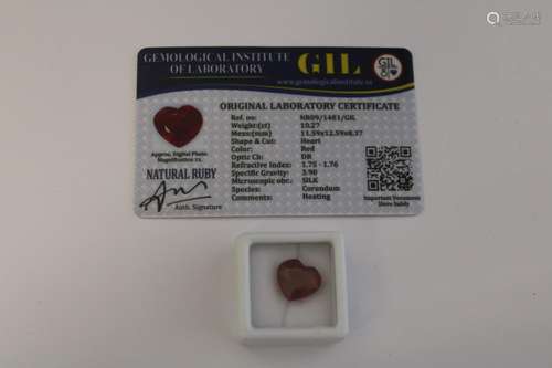 A Ruby gemstone with certificate