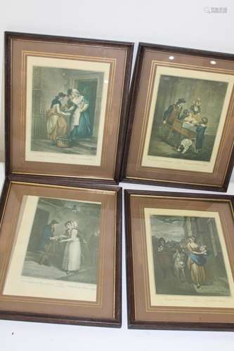 Four framed lithographic prints 27x22cm