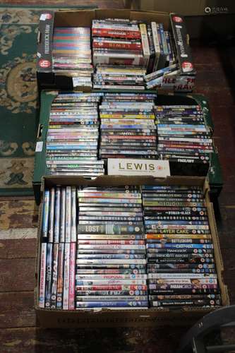 Three boxes of DVD's