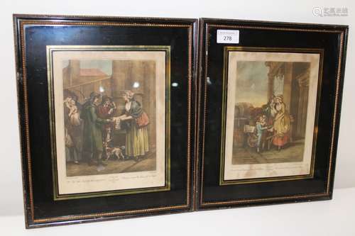 A pair of antique lithographic prints 33x27cm