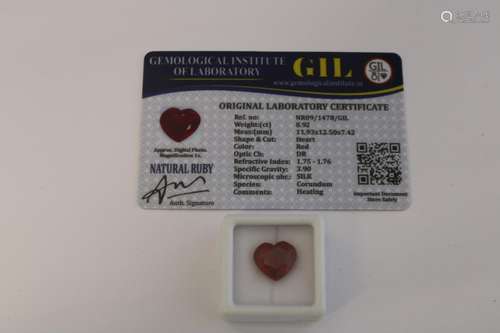 A Ruby gemstone with certificate