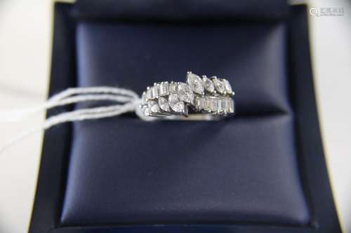 A boxed 925 silver & CZ stones ring Size O 1/2