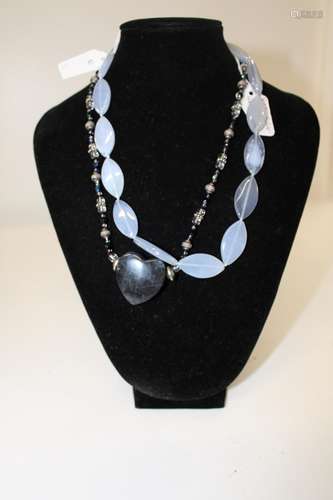 Two hardstone/quartz necklaces with 925 silver clasps