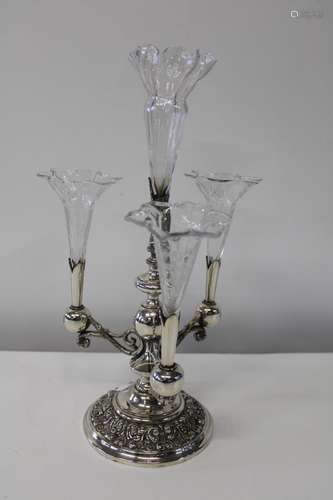 A Victorian silver plated ephern (slight damage) Height 38cm