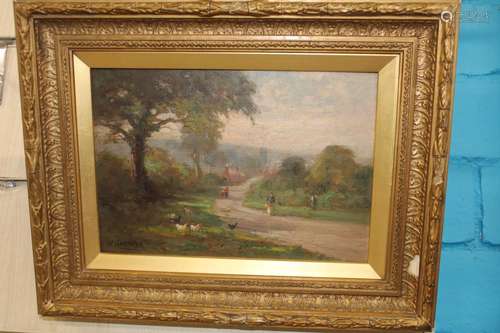 A framed & signed oil on board by W. Greaves 36x29cm