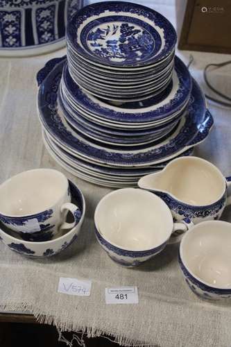 A selection of Johnson's Old Willow pattern & other