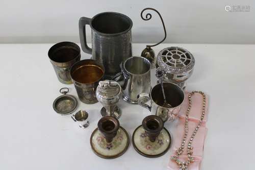 A job lot of misc metal ware etc