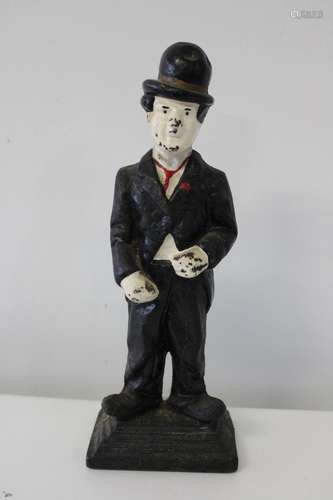 A heavy vintage Charlie Chaplin cast door stop h18cm