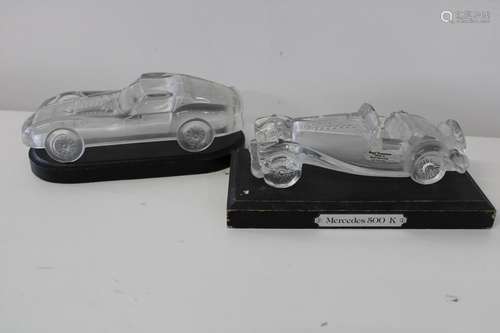 Two West German glass car models