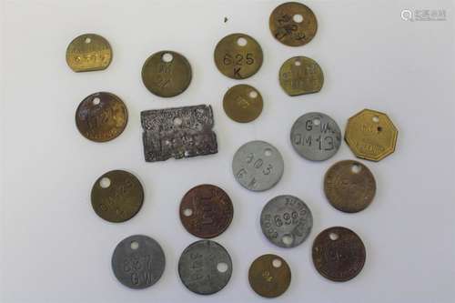 Nineteen assorted colliery mining pit tokens