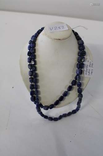 A Lapis necklace with a 925 silver clasp (approx 38 inches l...